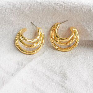 Alexis Bittar Gold Crystal Brut Thorn Orbit Hoop Earrings NEW